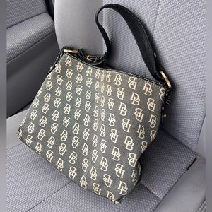 Vintage Dooney & Bourke Hobo Sac Tote Purse Gray Canvas Leather